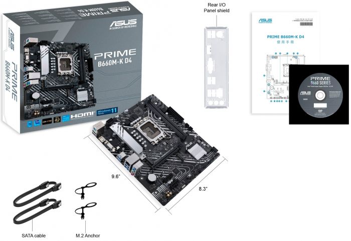 Материнcька плата ASUS PRIME B660M-K D4 s1700 B660 2xDDR4 M.2 HDMI D-Sub mATX