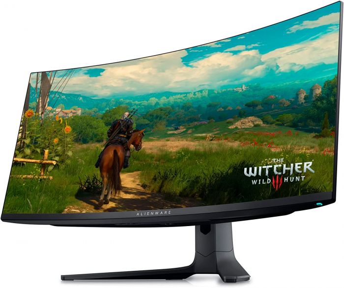 Монітор DELL 34" AW3423DWF HDMI, 2xDP, USB3.2, Audio, QD-OLED, 3440x1440, 21:9, 165Hz, 0.1ms, 149%sRGB, Delta E<2, CURVED, FreeSync, HAS, HDR400