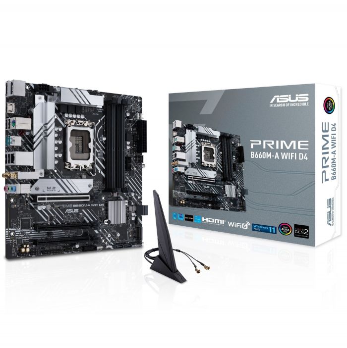 Материнcька плата ASUS PRIME B660M-A WIFI D4 s1700 B660 4xDDR4 M.2 HDMI DP Wi-Fi BT mATX