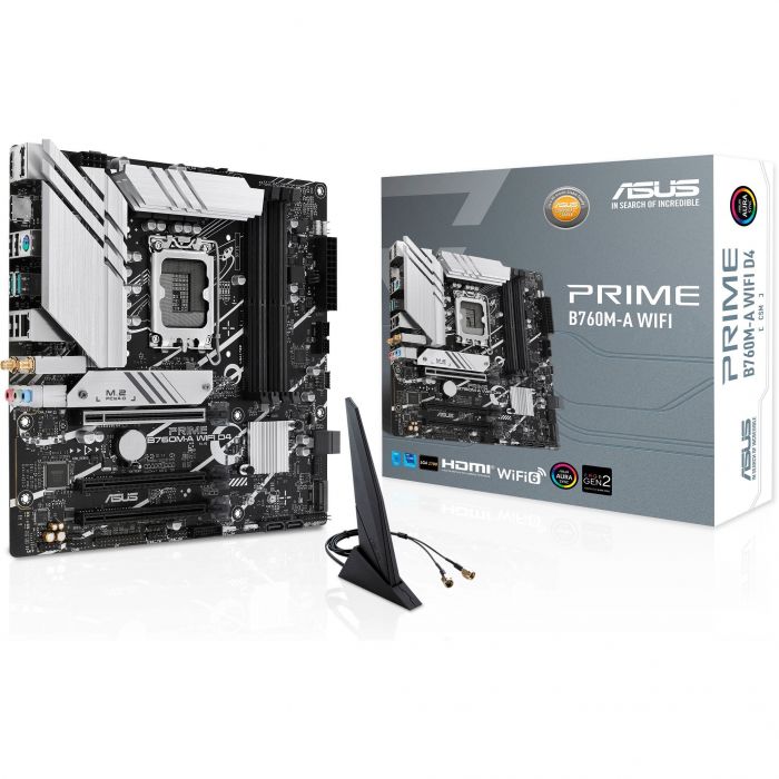 Материнcька плата ASUS PRIME B760M-A WIFI s1700 B760 4xDDR5 M.2 HDMI DP Wi-Fi BT mATX