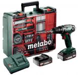 Шурпокрут-дриль Metabo BS 18 MOBILE WERKSTATT, акумуляторний, 2*18В, 2 Аг, 0-450/0-1600об/хв, патрон 1-10мм, 24/48Нм, кейс, набір приладдя, 1.3кг Шурпокрут-дриль Metabo BS 18 MOBILE WERKSTATT, акумуляторний, 2*18В, 2 Аг, 0-450/0-1600об/хв, патрон 1-10мм, 24/48Нм, кейс, набір приладдя, 1.3кг