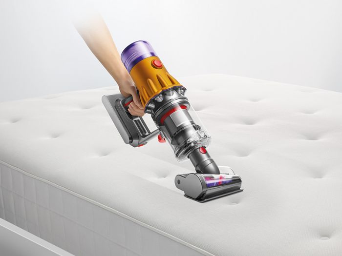 Пилосос DYSON безпровідний V12 Detect Slim Absolute, 150 аВт, конт пил -0,35л, автон. робота до 60хв, вага-2,2кг, сірий-фіолетовий-помаранчевий, ДС394167-01