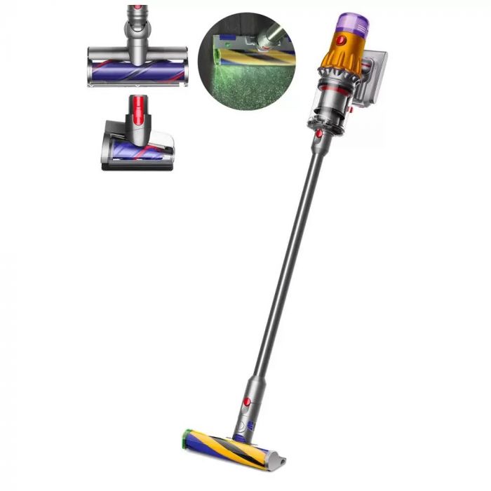 Пилосос DYSON безпровідний V12 Detect Slim Absolute, 150 аВт, конт пил -0,35л, автон. робота до 60хв, вага-2,2кг, сірий-фіолетовий-помаранчевий, ДС394167-01