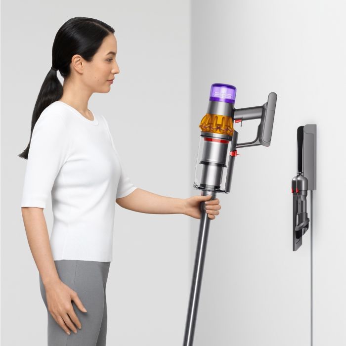 Пилосос DYSON безпровідний V15 Detect Absolute, 240 аВт, конт пил -0,76л, автон. робота до 60хв, вага-3,08кг, сірий-фіолетовий-помаранчевий, ДС394451-01