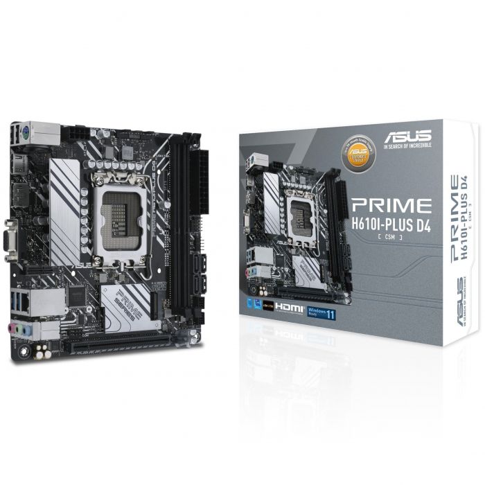 Материнcька плата ASUS PRIME H610I-PLUS D4-CSM s1700 H610 2xDDR4 M.2 HDMI D-Sub DP mITX