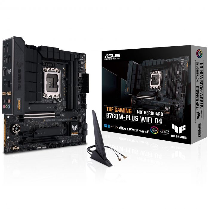 Материнcька плата ASUS TUF GAMING B760M-PLUS WIFI D4 s1700 B760 4xDDR4 M.2 HDMI DP Wi-Fi BT mATX