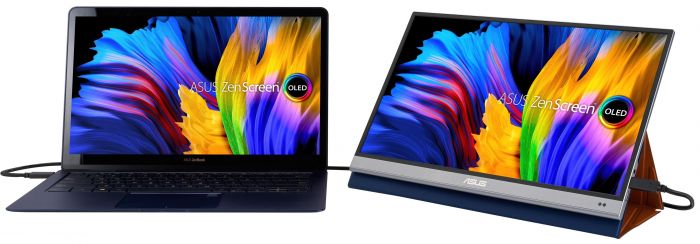 Монітор портативний Asus 15.6" ZenScreen MQ16AH mHDMI, 2xUSB-C, OLED, 1ms, DCI-P3 100%, HDR10, Cover