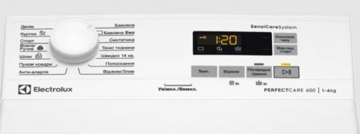 Пральна машина Electrolux вертикальна, 6кг, 1000, A+++, 60см, дисплей, білий