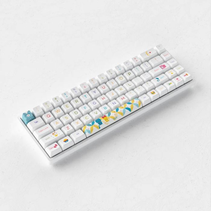 Клавіатура механічна Akko 3068B Doraemon Rainbow 68Key, CS Jelly Pink, BT/WL/USB-A, EN/UKR, RGB, Білий