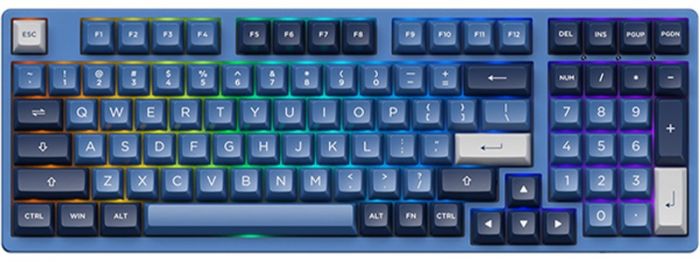 Клавіатура механічна Akko 3098B Ocean Star 98Key, CS Jelly White, BT/WL/USB-A, Hot-swappable, EN/UKR, RGB, Чорний