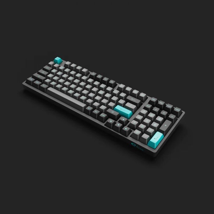 Клавіатура механічна Akko 3098B Black&Cyan 98Key, CS Jelly White, BT/WL/USB-A, Hot-swappable, EN/UKR, RGB, Чорний