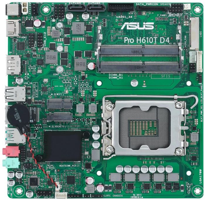 Материнcька плата ASUS PRO H610T D4-CSM s1700 H610 2xDDR4 M.2 HDMI DP LVDS Thin mITX