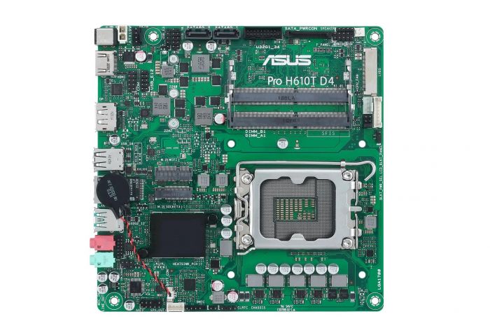 Материнcька плата ASUS PRO H610T D4-CSM s1700 H610 2xDDR4 M.2 HDMI DP LVDS Thin mITX