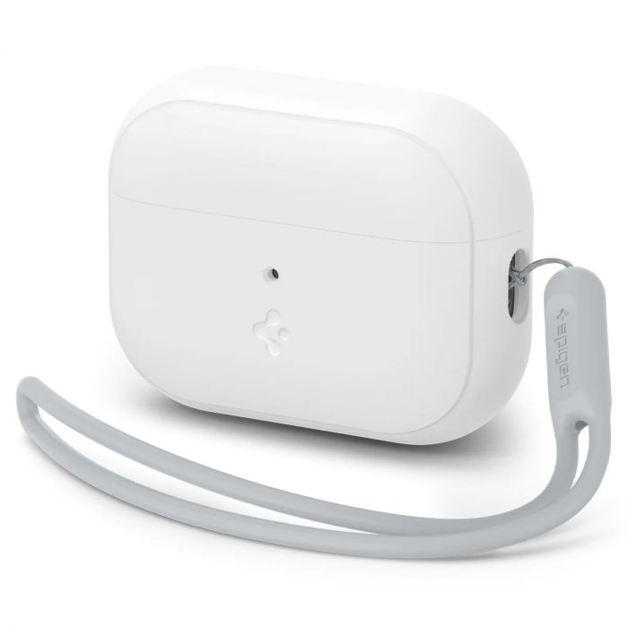 Чохол Spigen для Apple AirPods Pro 2 Silicone Fit, White+Strap Gray