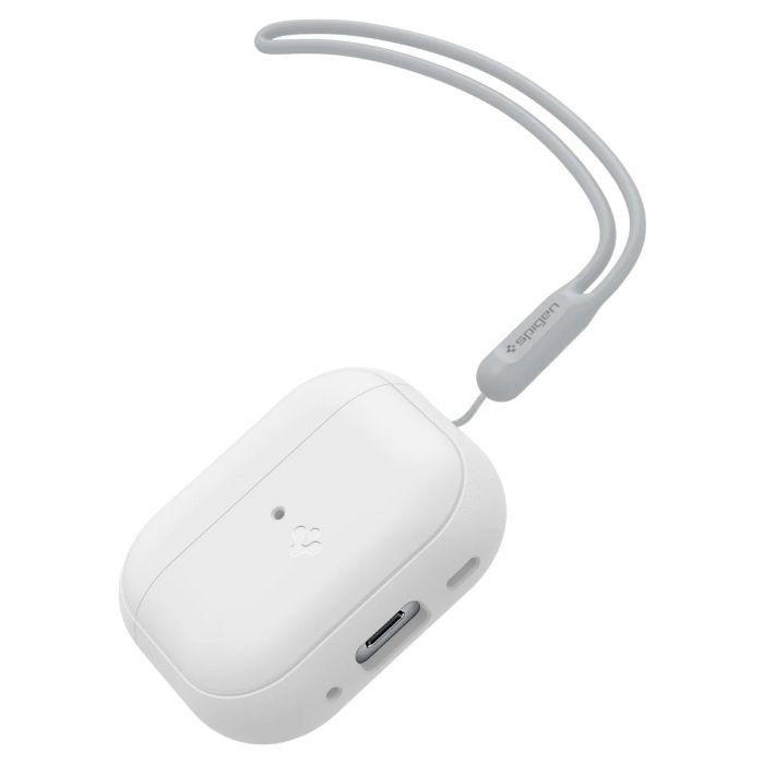 Чохол Spigen для Apple AirPods Pro 2 Silicone Fit, White+Strap Gray