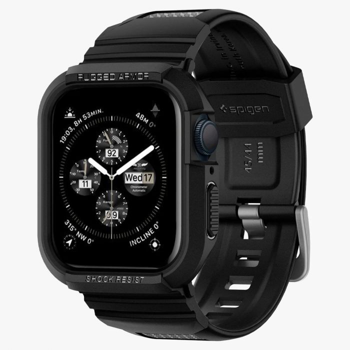 Чохол та ремінець 2в1 Spigen для Apple Watch 45mm/44mm Rugged Armor Pro, Black