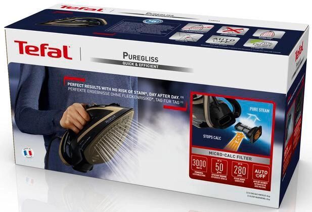 Праска Tefal PUREGLISS, 3000Вт, 270мл, паровий удар -280гр, постійна пара - 50гр, керам. підошва, чорно-мідний