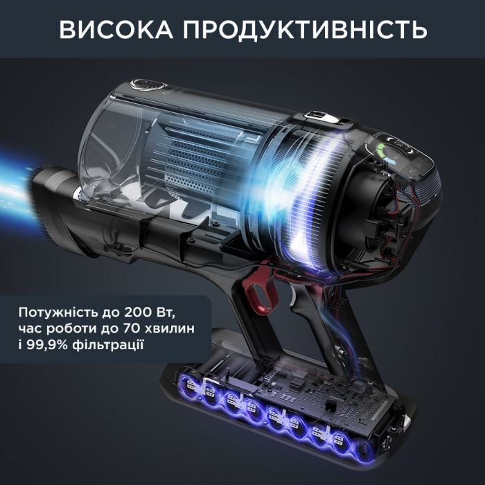 Пилосос ROWENTA безпровідний X-Force Flex 14.60 Auto Animal, 48Вт, конт пил -0,9л, автон. робота до 70хв, НЕРА, чорно-сірий