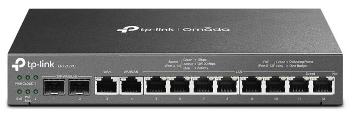 Мультисервісний маршрутизатор TP-LINK ER7212PC 8xGE LAN 1xGE WAN 1xGE WAN/LAN   2xGE SFP WAN/LAN VPN Omada