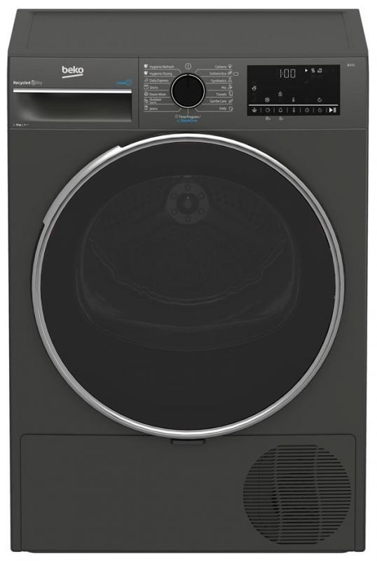 Сушильна машина Beko тепловий насос, 8кг, A++, 60см, дисплей, сірий