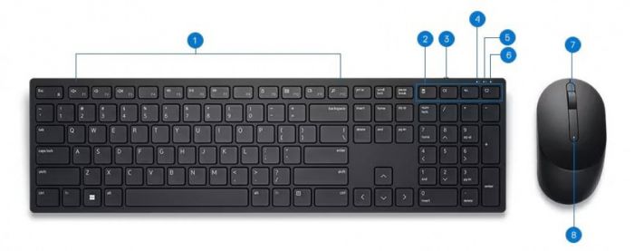 Комплект Dell Pro Wireless Keyboard and Mouse - KM5221W - Ukrainian (QWERTY)