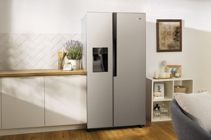 Холодильник Gorenje SBS, 179x68x91см, 2 дв., Х- 368л, М- 167л, A++, NF Plus,  Інвертор, диспенсер, Дисплей, сірий