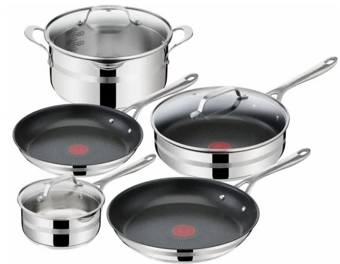 Набір посуду Tefal Jamie Oliver Cook Smart 8 предметів, нержавіюча сталь, з кришкою, 16 см, 24 см, 25 см, 24 см, 28 см