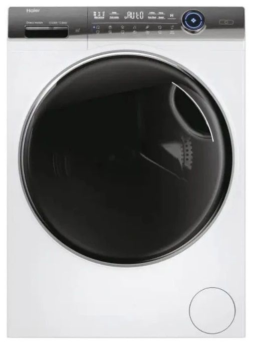 Пральна машина Haier фронтальна, 12кг, 1400, A+++, 60см, дисплей, пара, інвертор, люк чорний, прямий привід, білий