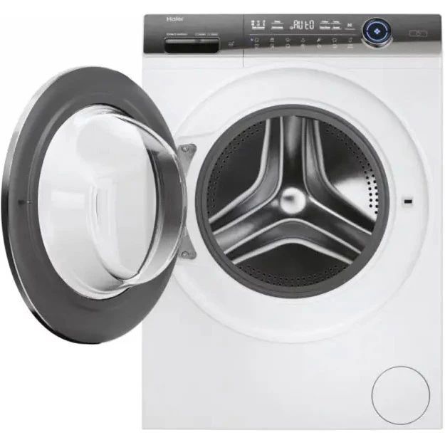 Пральна машина Haier фронтальна, 12кг, 1400, A+++, 60см, дисплей, пара, інвертор, люк чорний, прямий привід, білий