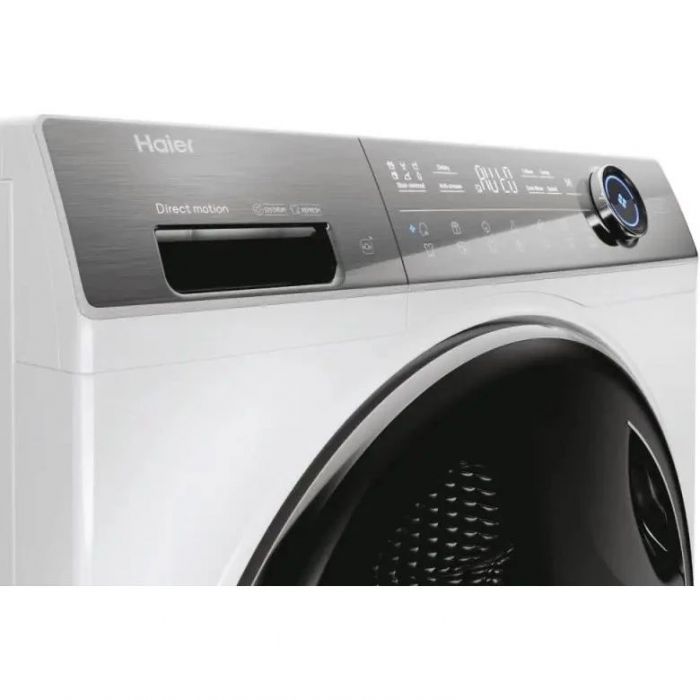 Пральна машина Haier фронтальна, 12кг, 1400, A+++, 60см, дисплей, пара, інвертор, люк чорний, прямий привід, білий