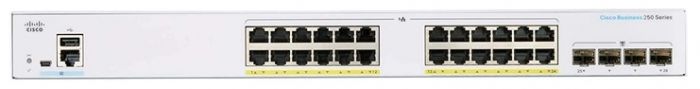 Комутатор Cisco CBS250 Smart 24-port GE, Full PoE, 4x1G SFP