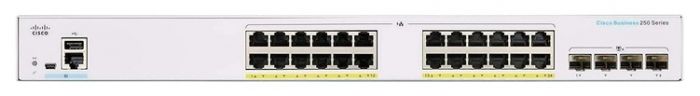 Комутатор Cisco CBS250 Smart 24-port GE, PoE, 4x10G SFP+