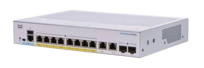 Комутатор Cisco CBS250 Smart 8-port GE, PoE, Ext PS, 2x1G Combo