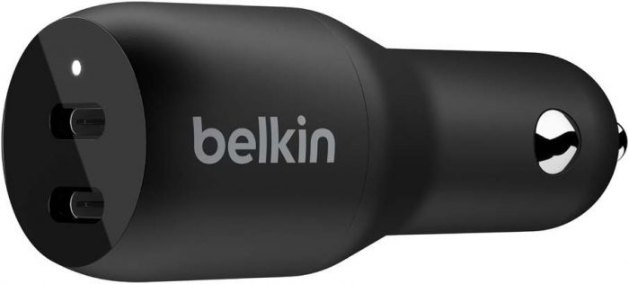 Зарядний пристрій автомобільний Belkin 36Вт 2хUSB-C PD, чорний