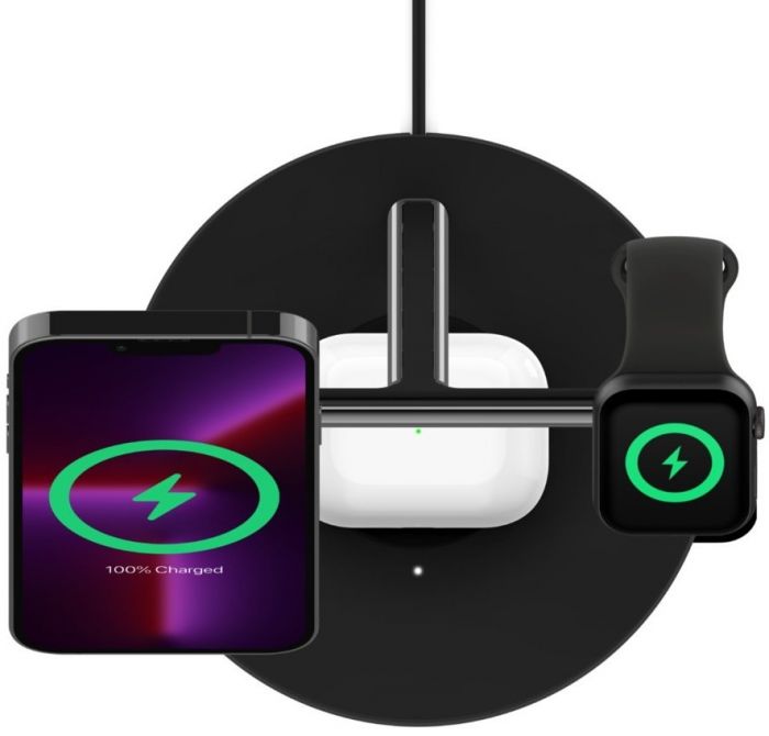 Зарядний пристрій бездротовий Belkin 3в1 MagSafe iPhone/Watch/AirPods, чорний