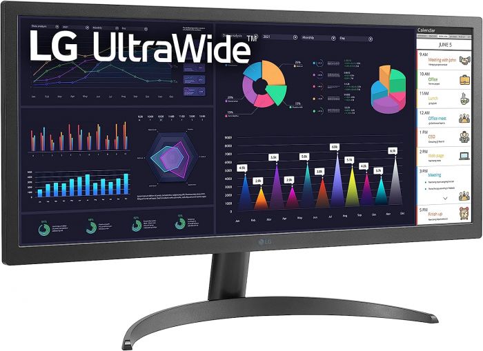 Монітор LG 25.7" 26WQ500-B HDMI, Audio, IPS, 2560x1080, 21:9, 75Hz, sRGB 99%, FreeSync, HDR10