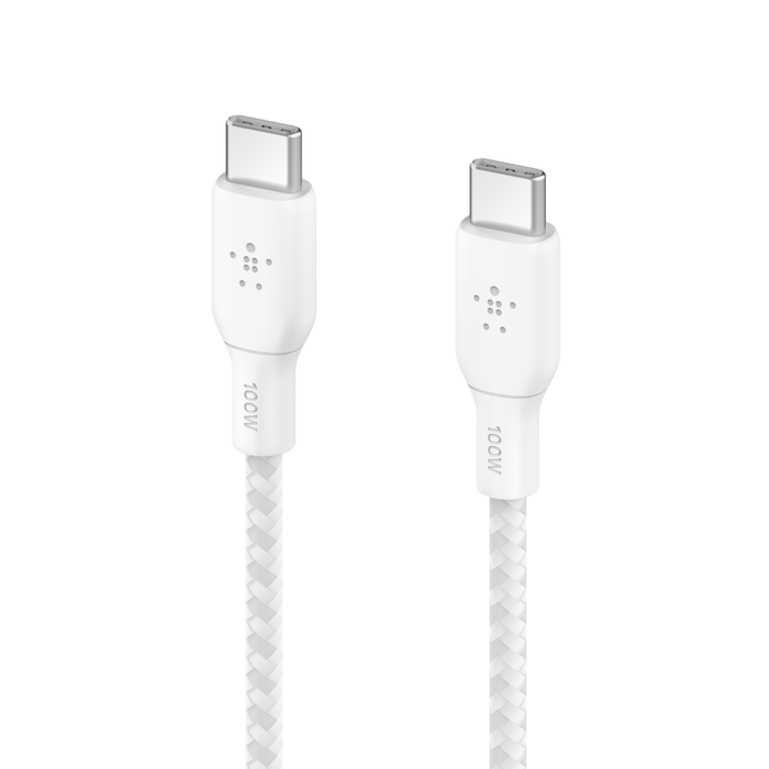 Кабель заряджання/синхронізації Belkin USB-С > USB-С 3м, 100Вт, плетений, білий