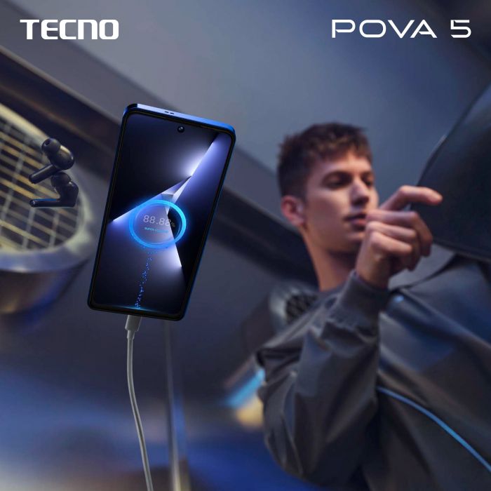 Смартфон TECNO POVA 5 (LH7n) 6.78" 8/256GB, 2SIM, 6000mAh, Mecha Black