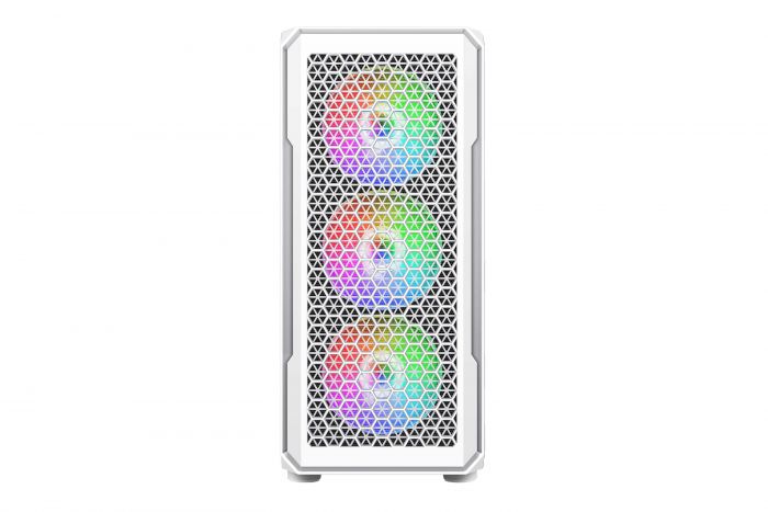 Корпус 2E Gaming Hexagon G338W, без БЖ, 2xUSB 3.0, 1xUSB Type-C, 1x120mm, 3x120mm ARGB, TG Side Panel, ATX, білий