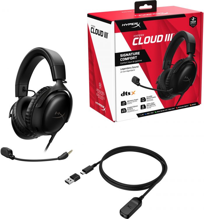 Гарнiтура HyperX Cloud III 3.5mm/USB-A/USB-C Black