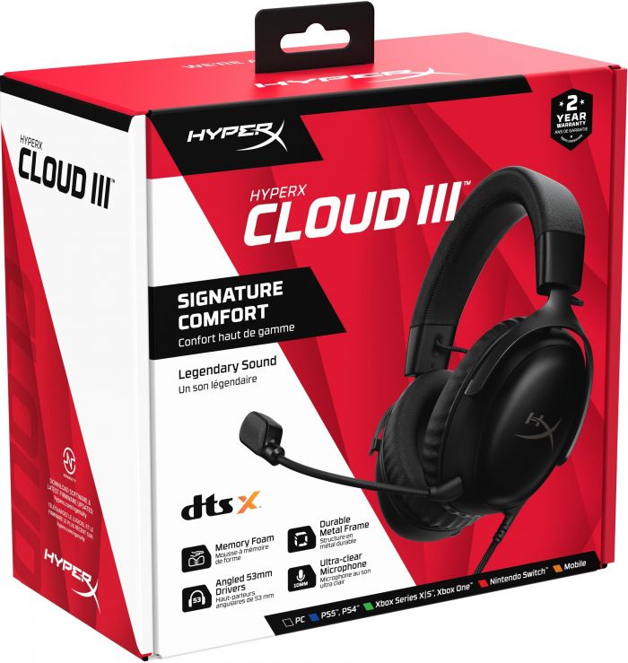 Гарнiтура HyperX Cloud III 3.5mm/USB-A/USB-C Black