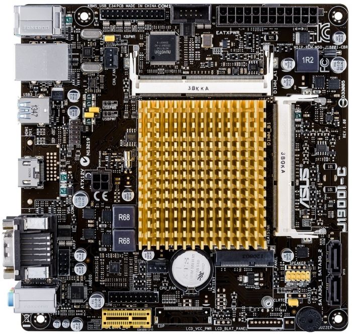 Материнска плата ASUS J1900I-C CPU Celeron Quad-Core 2.0GHz 2xDDR3 SO-DIMM D-Sub HDMI Com mITX