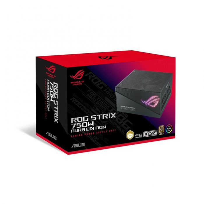 Блок живлення ASUS ROG STRIX AURA  (750W), >90%, 80+ Gold, 135мм, 1xMB 24pin(20+4), 2xCPU 8pin(4+4), 4xMolex, 5xSATA, 3xPCIe 8pin(6+2), Fully Modular, ARGB, ROG-STRIX-750G-AURA-GAMING