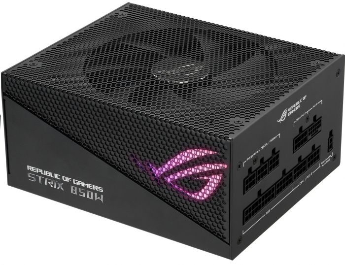 Блок живлення ASUS ROG STRIX AURA  (850W), >90%, 80+ Gold, 135мм, 1xMB 24pin(20+4), 2xCPU 8pin(4+4), 4xMolex, 5xSATA, 4xPCIe 8pin(6+2), Fully Modular, ARGB, ROG-STRIX-850G-AURA-GAMING