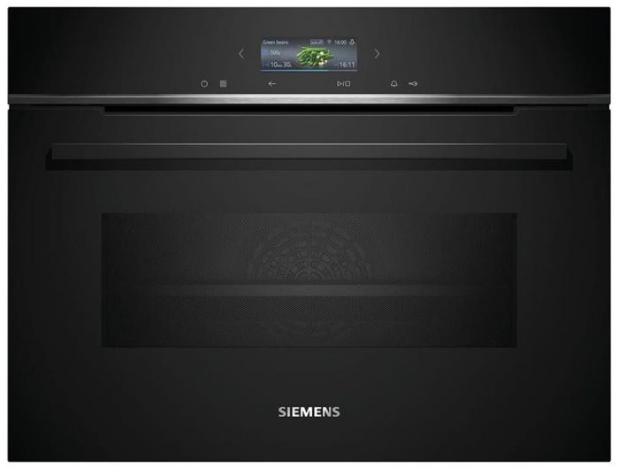 Духова шафа Siemens електрична компактна, 45л, A, дисплей, конвекція, ф-ція мікрохвиль, чорний