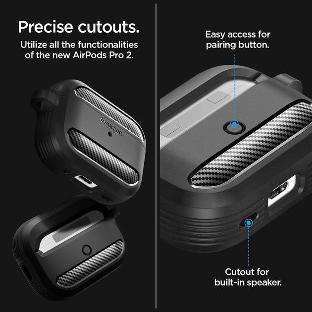 Чохол Spigen для Apple AirPods Pro 2 Rugged Armor, Black