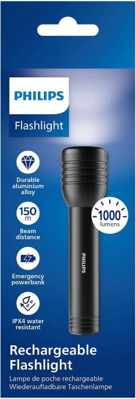 Ліхтар Philips Ручний SFL7005R, бризгозахісний, 1000 люмен, 150 метрів, перезаряджаємий, Micro-Usb