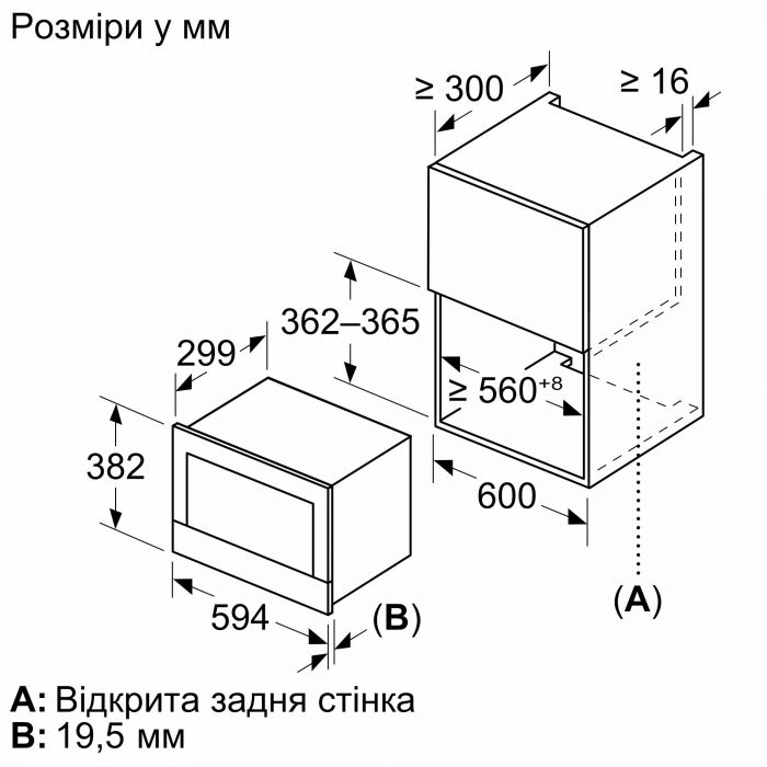 Мікрохвильова піч Bosch вбудовувана, 20л, електр. управл., 900Вт, дисплей, чорний