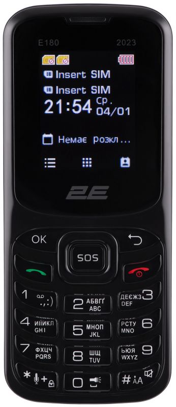 Мобільний телефон 2E E180 2023 1.77" 2SIM, 1000mAh, Чорний