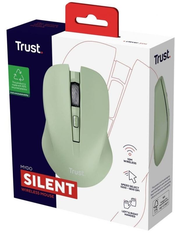 Миша Trust MYDO SILENT, WL, Зелений